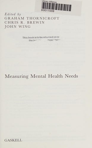 Measuring Mental Health Needs