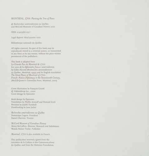 Montreal, 1701: planting the tree of peace