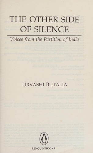 Other Side of Silence: Voices from the Partition of India