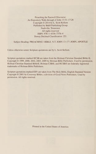 Preaching the Farewell Discourse : An Expository Walk-Through of John 13 : 31-17: 26