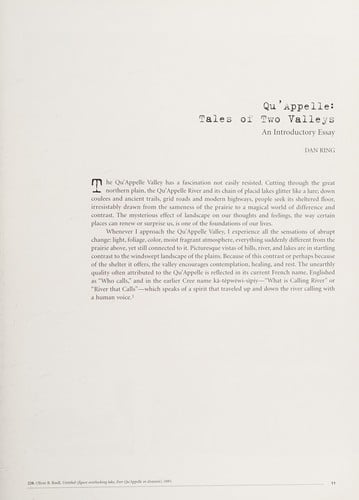 Qu'Appelle: tales of two valleys