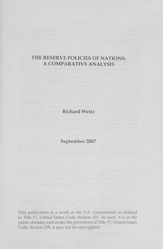 The Reserve Policies of Nations: A Comparative Analysis