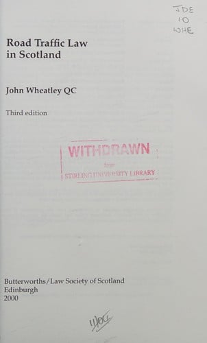 Road Traffic Law in Scotland