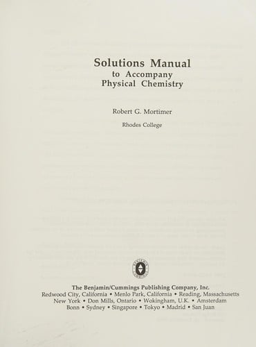 Solutions Manual to Physical Chemistry