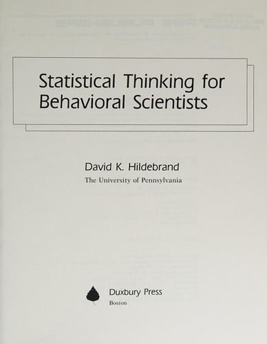 Statistical thinking for behavioral scientists