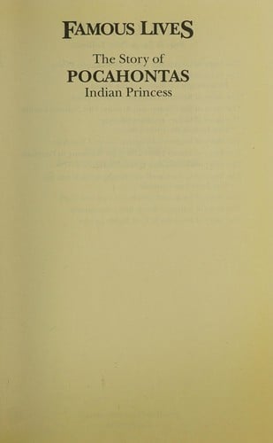 The story of Pocahontas, Indian princess