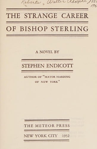 The strange career of Bishop Sterling: a novel