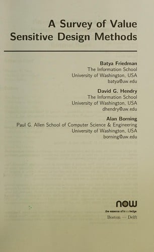 Survey of Value Sensitive Design Methods