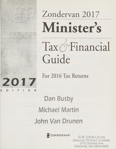 Zondervan 2017 Minister's Tax and Financial Guide: For 2016 Tax Returns
