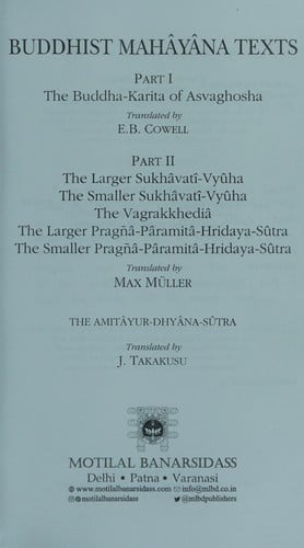 Buddhist Mahayana Texts (Sacred Books of the East, Vol. 49)