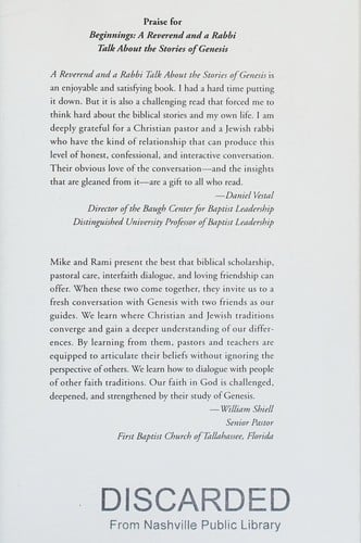 Beginnings: a reverend and a rabbi talk about the stories of Genesis