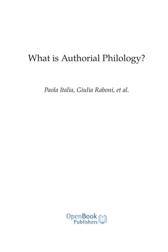 What is Authorial Philology?