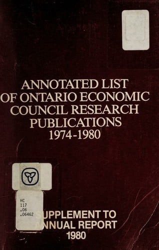 Annotated list of Ontario Economic Council research publications, 1974-1980.
