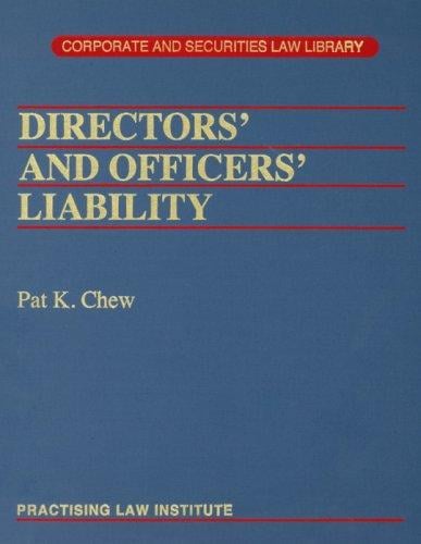 Directors' And Officers' Liability (Corporate and securities law library) (Corporate and securities law library)