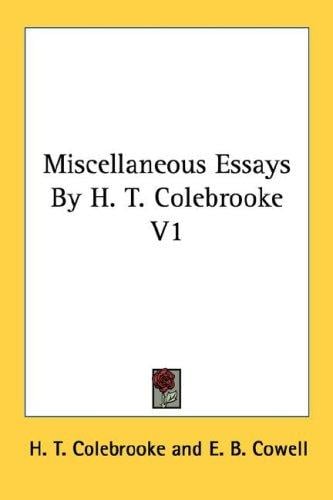 Miscellaneous Essays: V1