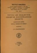 Tituli ad dialectos Graecas illustrandas selecti.