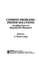 Common Problems/Proper Solutions: Avoiding Error in Quantitative Research (SAGE Focus Editions)