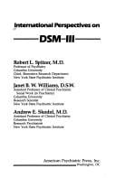 International Perspectives on Dms-Iii, Diagnostic and Statistical Manual of Mental Disorders