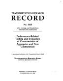 Performance-Related Testing & Evaluation of Aggregate & New Geomaterials (Trr 1418) (Transportation Research Record)