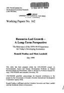 Resource-led growth - a long-term perspective: the relevance of the 1870-1914 experience for today's developing economies