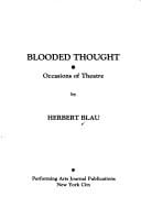 Blooded Thought (PAJ Books)