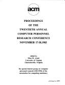 Proceedings of the Twentieth Annual Computer Personnel Research Conference November 17-18, 1983 (Computer Personnel Research Conference//Proceedings)