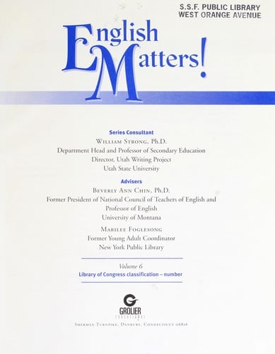 English matters!: Library of Congress classification - number