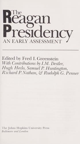 The Reagan presidency: an early assessment