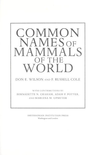 Common names of mammals of the world