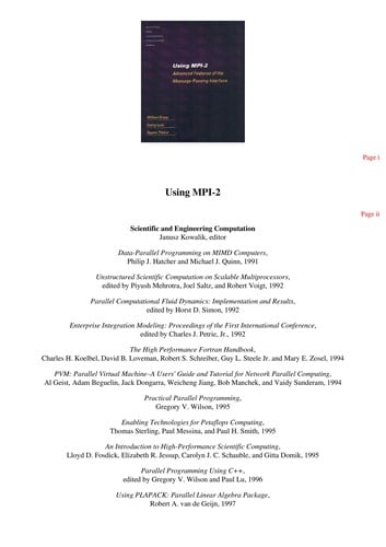 Using MPI-2: advanced features of the message-passing interface