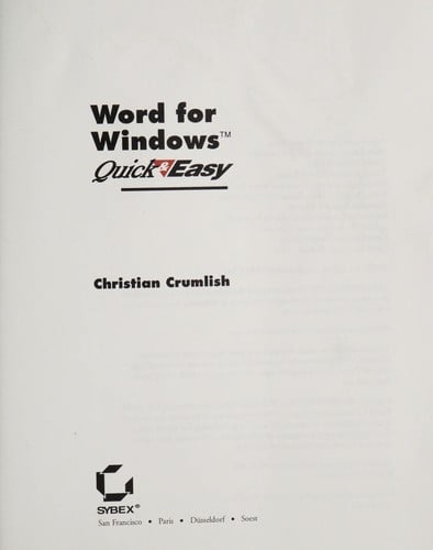 Word for Windows quick & easy
