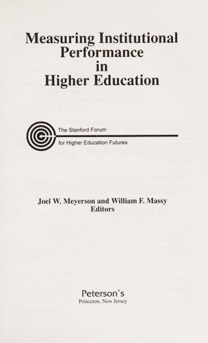 Measuring institutional performance in higher education