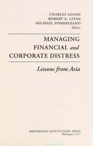 Managing financial and corporate distress: lessons from Asia