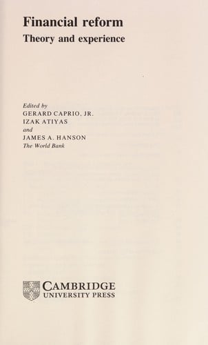 Financial reform: theory and experience