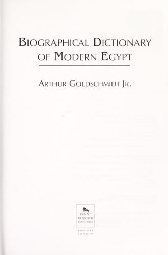 Biographical dictionary of modern Egypt