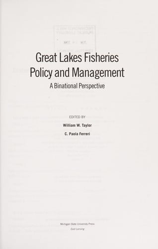 Great Lakes fisheries policy and management: a binational perspective