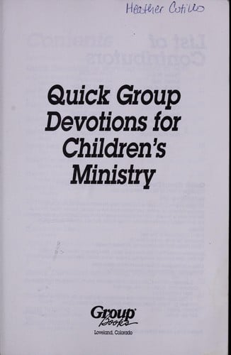 Quick group devotions for children's ministry
