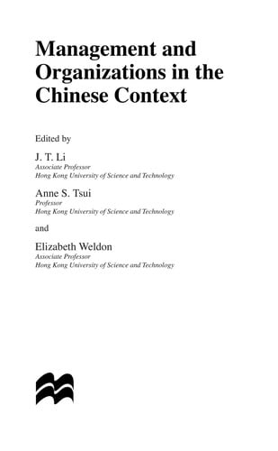 Management and organizations in the Chinese context