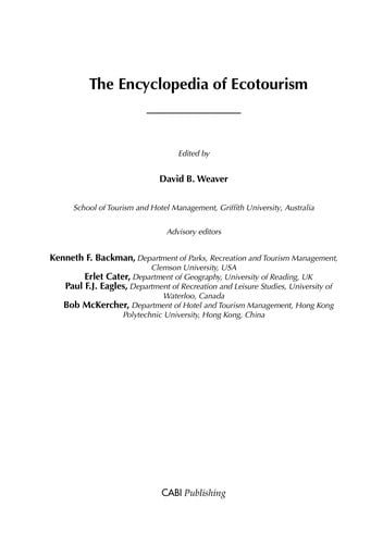 The encyclopedia of ecotourism