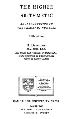 The higher arithmetic: an introduction to the theory of numbers.