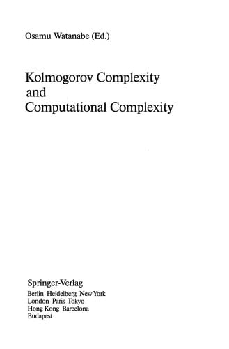 Kolmogorov Complexity and Computational Complexity