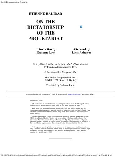 On the dictatorship of the proletariat