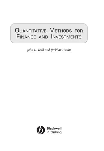 Quantitative methods for finance and investments