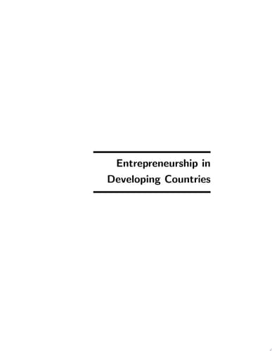 Entrepreneurship in Developing Countries