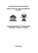 Adam Mickiewicz, 1798-1855-2005: Wielkosc, Tradycja, Pamiec (Polish Edition)