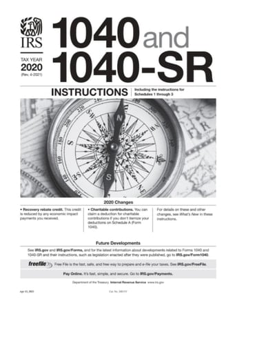 1040 and 1040-SR Insturctions Tax Year 2020