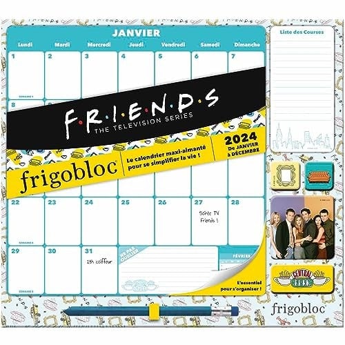 Frigobloc Mensuel 2024 Déco Friends (de janv. à déc. 2024) - édition limitée