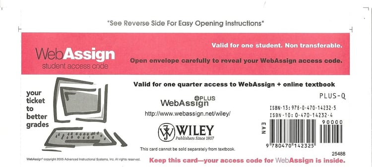 WebAssign Plus - 1 Quarter All Wiley Access