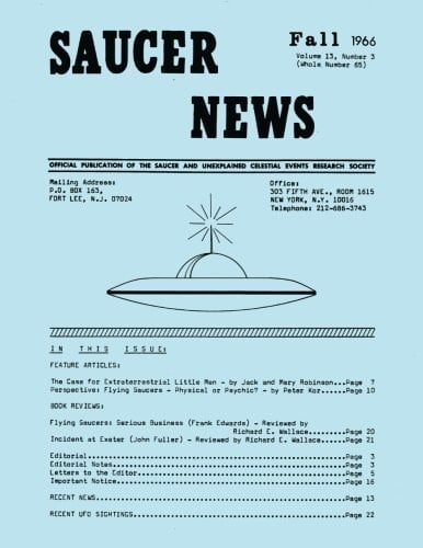 Saucer News Vol. 13, Number 3, Fall 1966 (Whole Number 65)