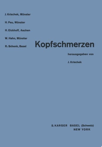 Kopfschmerzen Symptomatologie, Differentialdiagnose, Therapie. Aus der Sicht des Nerven-, Augen-, Hals-Nasen-Ohren- und Zahnarztes
